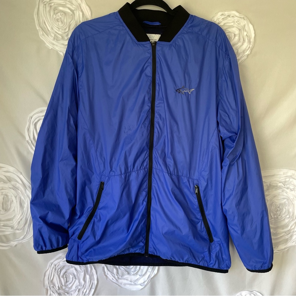 Greg Norman Attack Life golf full-zip windbreaker jacket, cobalt blue, L